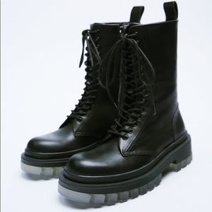 Zara combat boots size 37 with clear sole